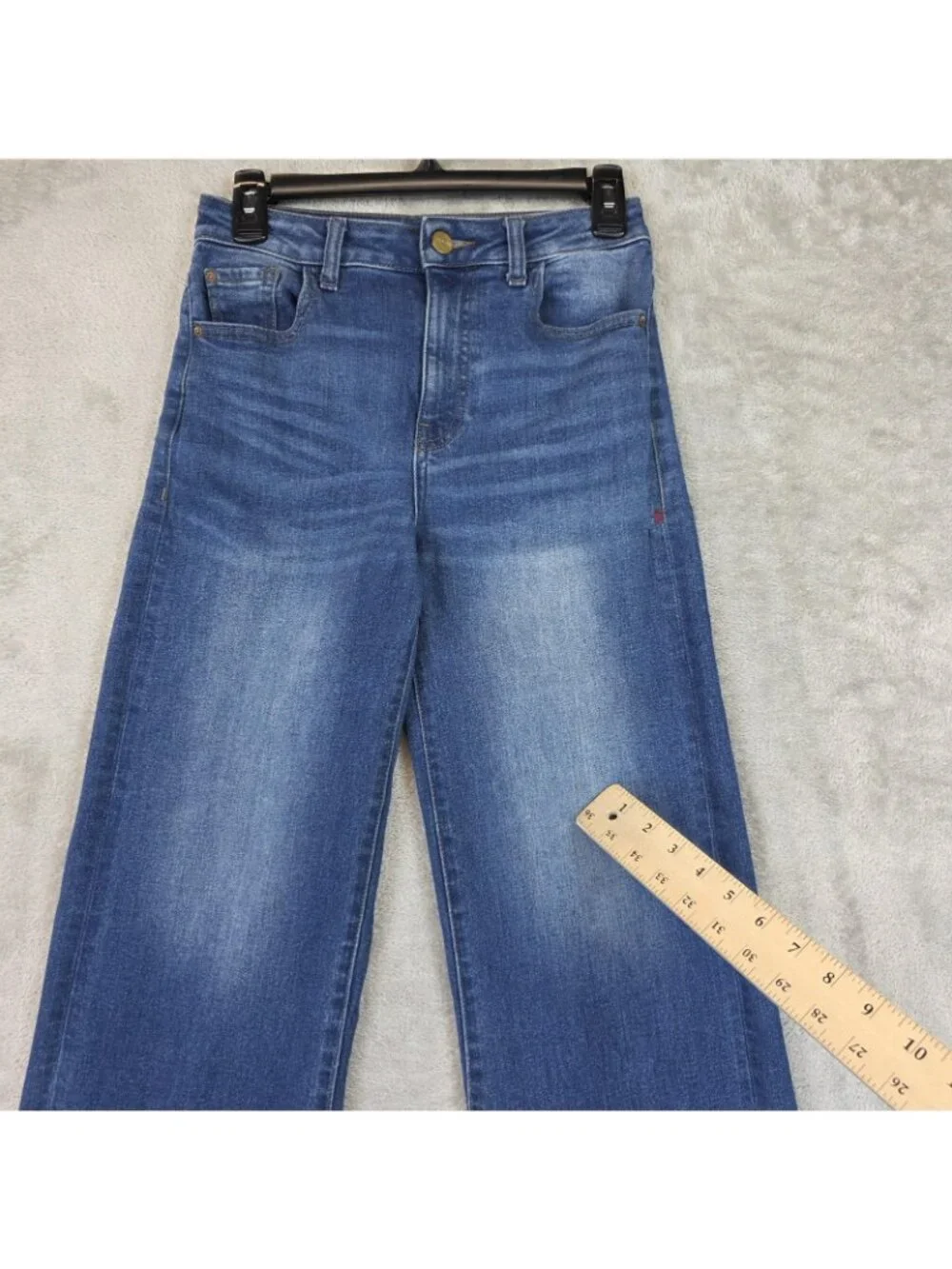 Warp + Weft ICN Incheon Wide Leg Jeans Womens 26 Blue Med Wash High Rise Crop - Picture 4 of 16